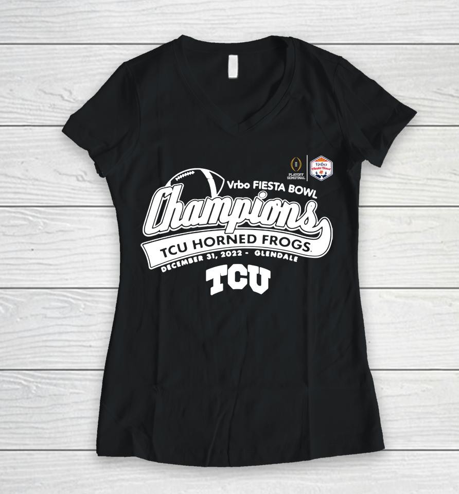 Tcu Fiesta Bowl Champion 2022 Women V-Neck T-Shirt