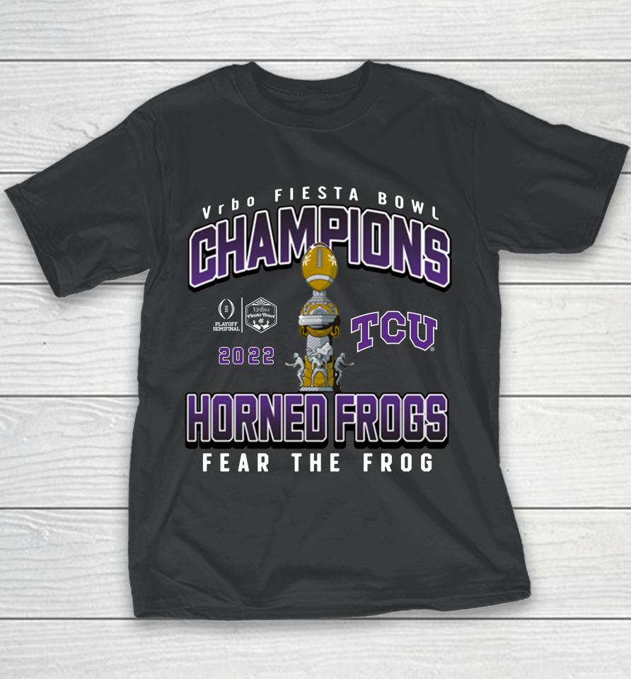 Tcu Horned Frogs 2022 Fiesta Bowl Champions Fear The Frog Youth T-Shirt