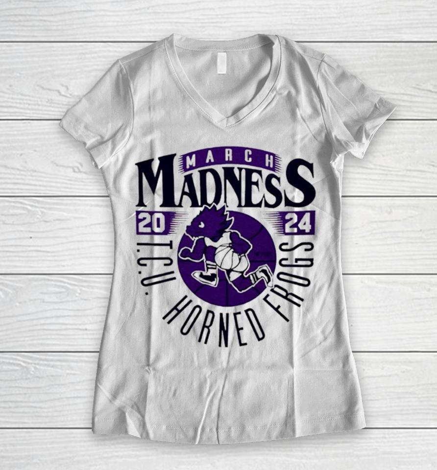 Tcu Horned Frogs 2024 March Madness Mascot Women V-Neck T-Shirt
