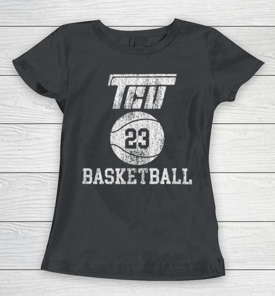 Tcu Horned Frogs Basketball Flying T 2023 T Women T-Shirt