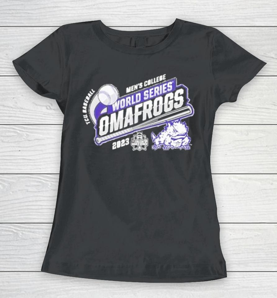 Tcu Horned Frogs Blue 84 2023 Ncaa Men’s Baseball College World Series Women T-Shirt