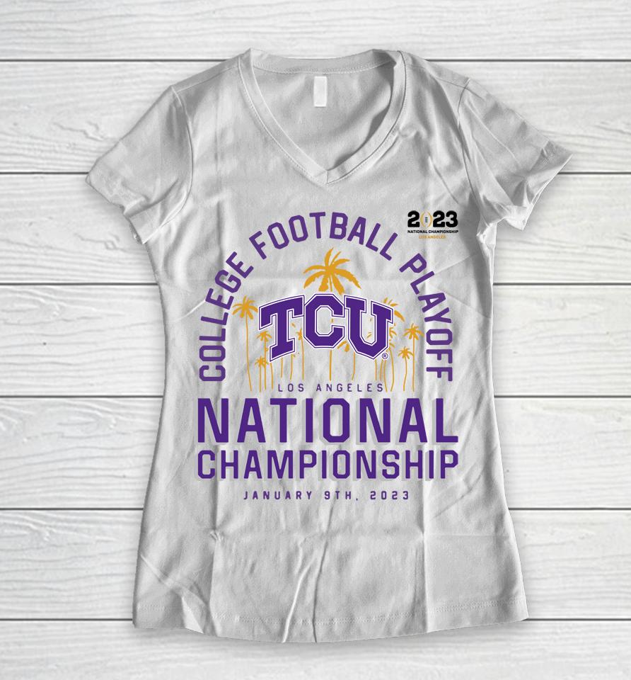Tcu Horned Frogs Fanatics Branded Women's College Football Playoff 2023 National Championship Game Women V-Neck T-Shirt