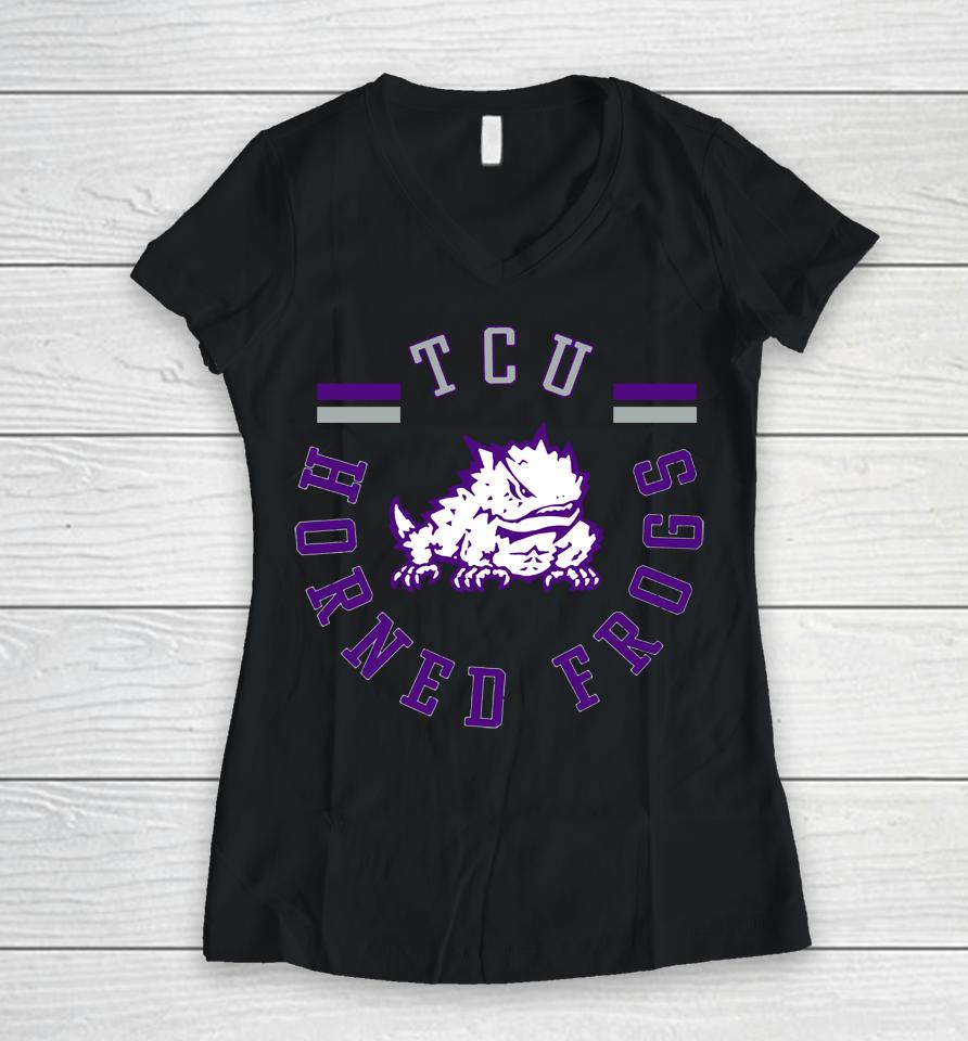 Tcu Horned Frogs Gameday Couture Women's Vintage Days Boyfriend Fit Women V-Neck T-Shirt
