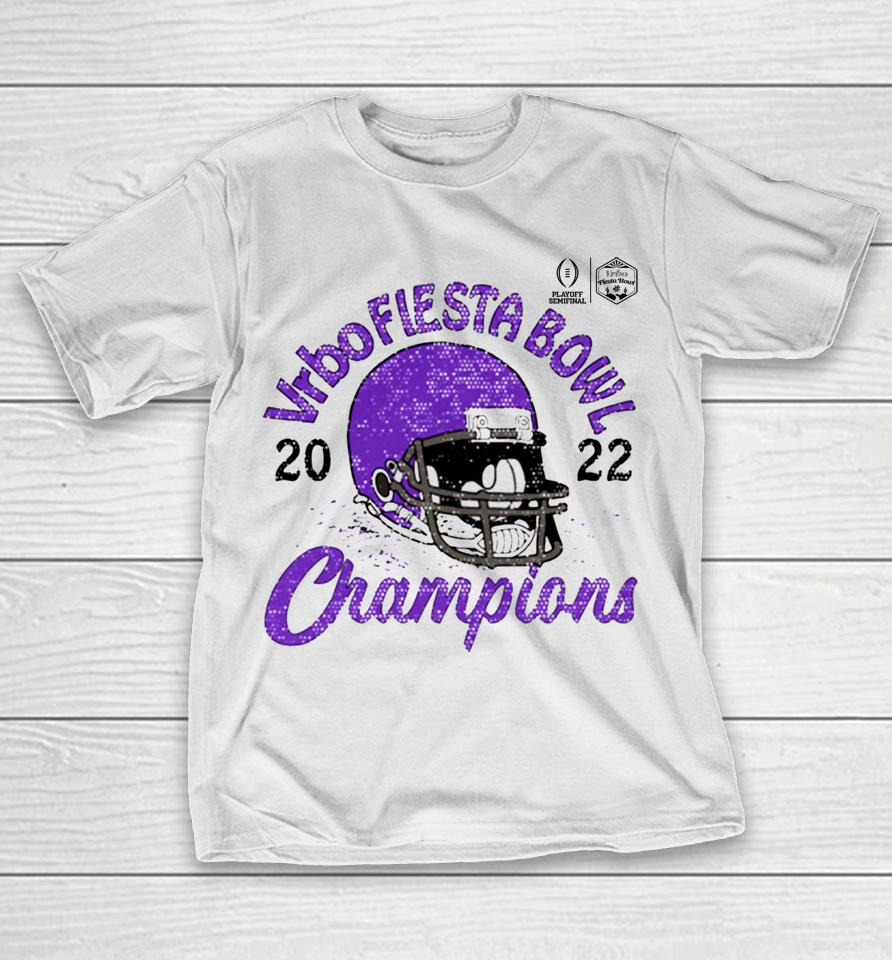 Tcu Horned Frogs White 2022 Vrbo Fiesta Bowl Champions Favorite Cheer T-Shirt