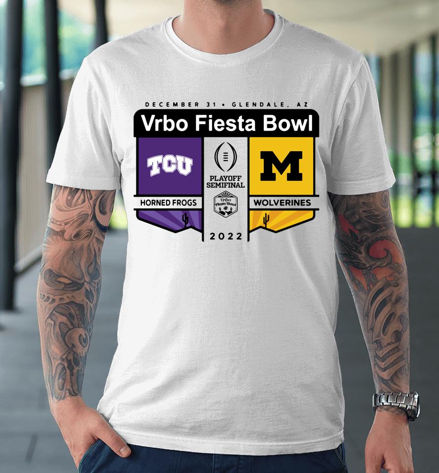 Tcu Vs Michigan Semifinal Vrbo Fiesta Bowl Logo Matchup Premium T-Shirt