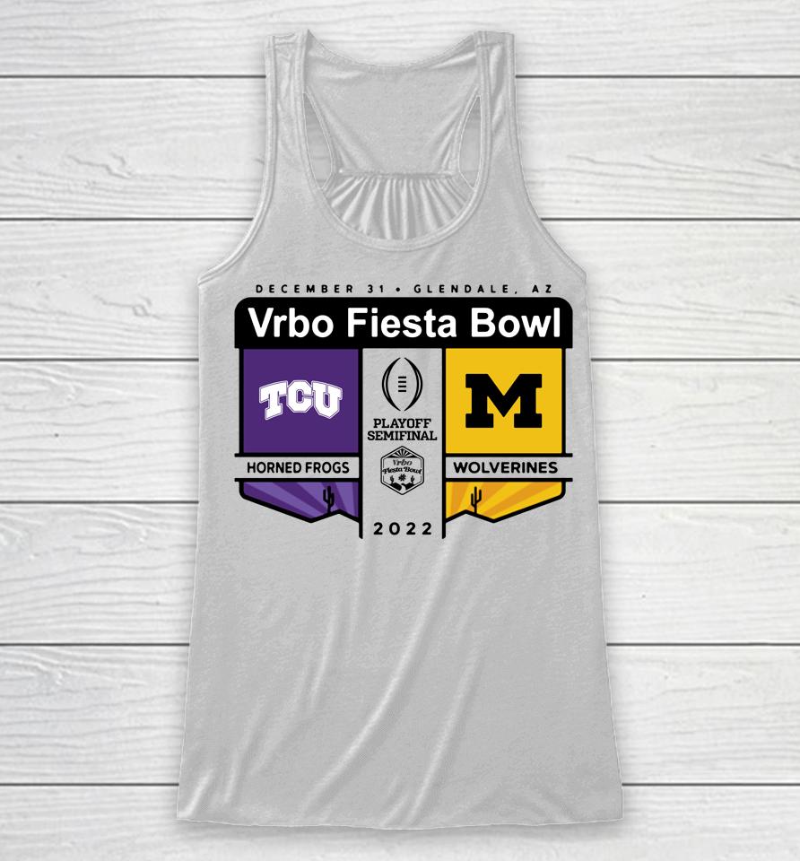 Tcu Vs Michigan Semifinal Vrbo Fiesta Bowl Logo Matchup Racerback Tank
