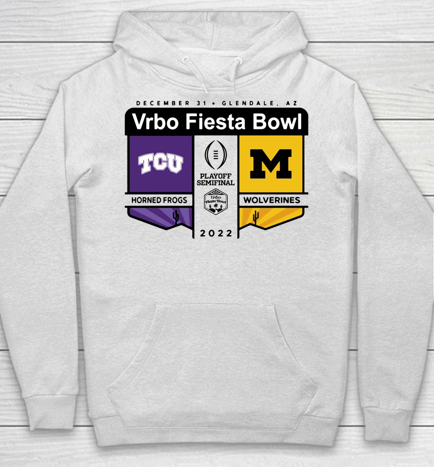Tcu Vs Michigan Semifinal Vrbo Fiesta Bowl Logo Matchup Hoodie