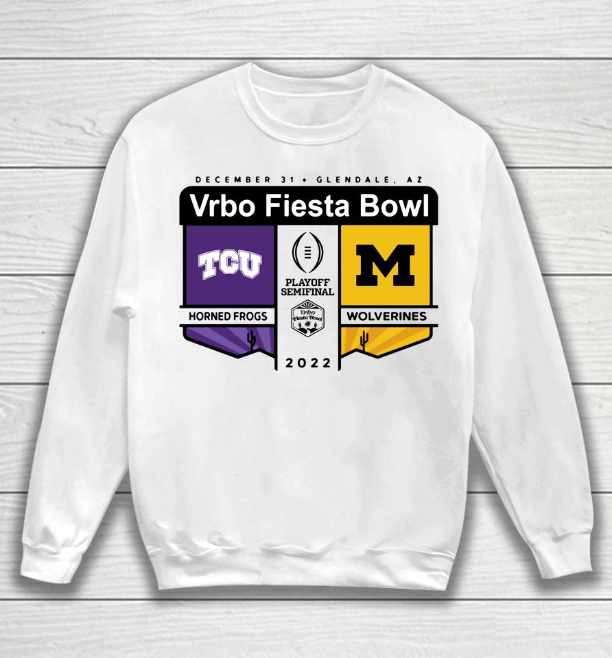 Tcu Vs Michigan Semifinal Vrbo Fiesta Bowl Logo Matchup Sweatshirt