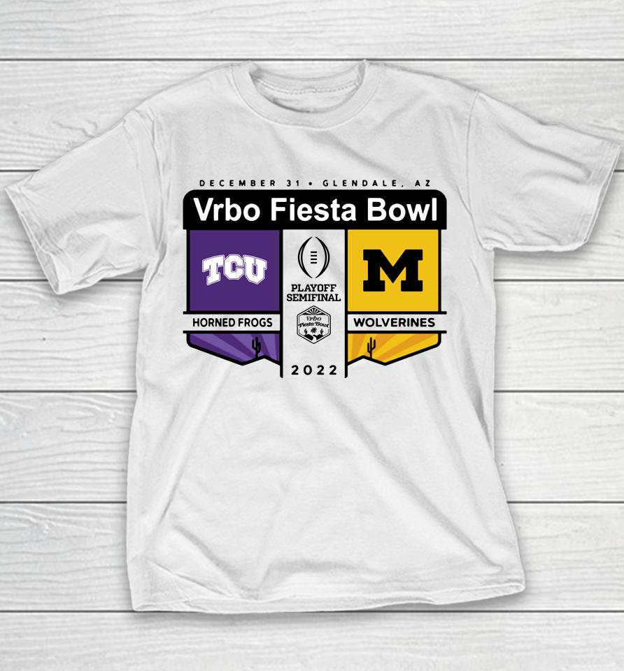 Tcu Vs Michigan Semifinal Vrbo Fiesta Bowl Logo Matchup Youth T-Shirt