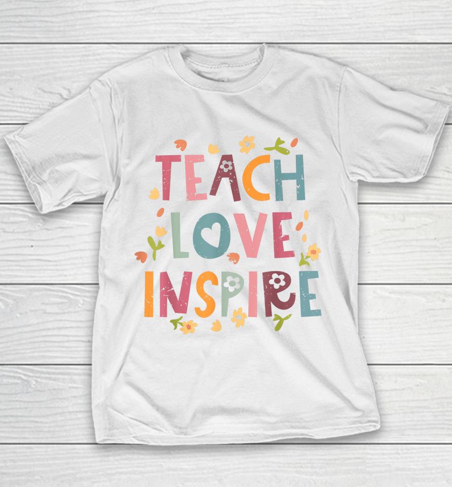 Teach Love Inspire Retro Teacher Back To School Youth T-Shirt