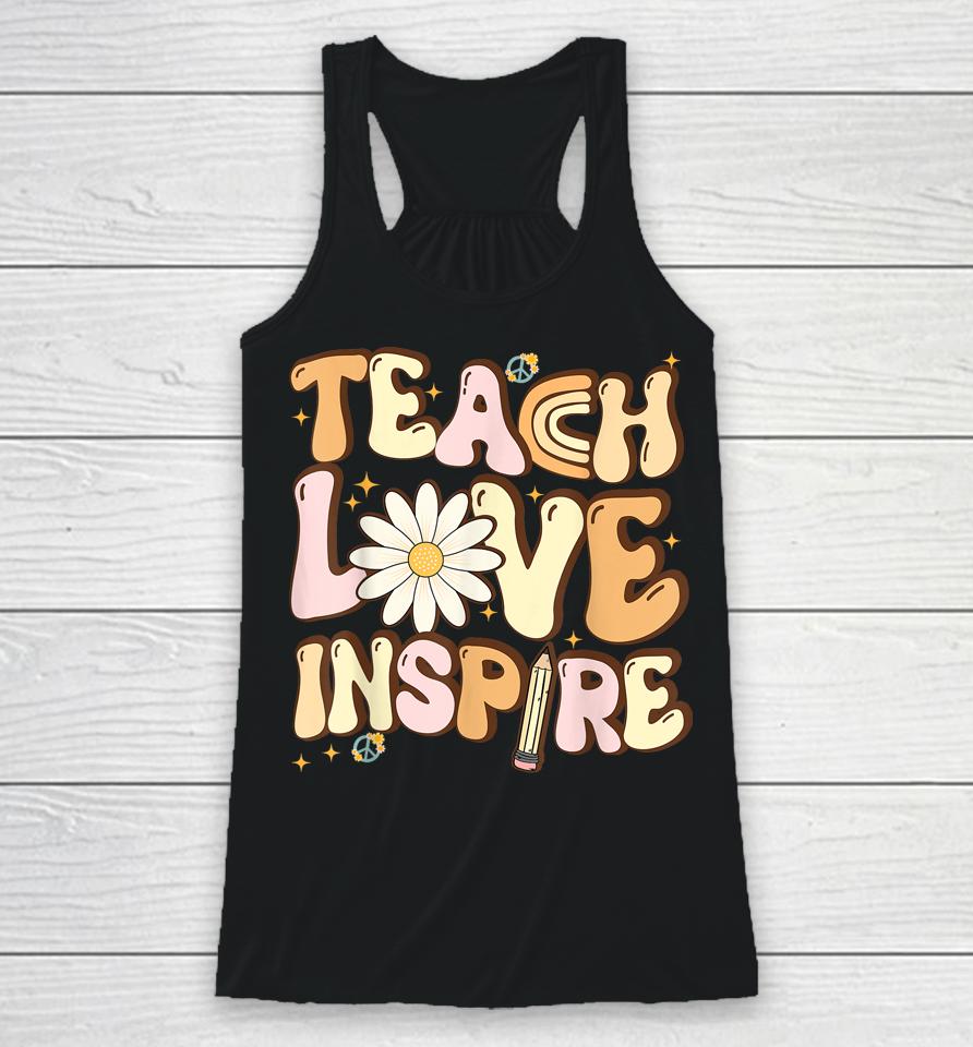 Teach Love Inspire Retro Teacher Back To School Racerback Tank