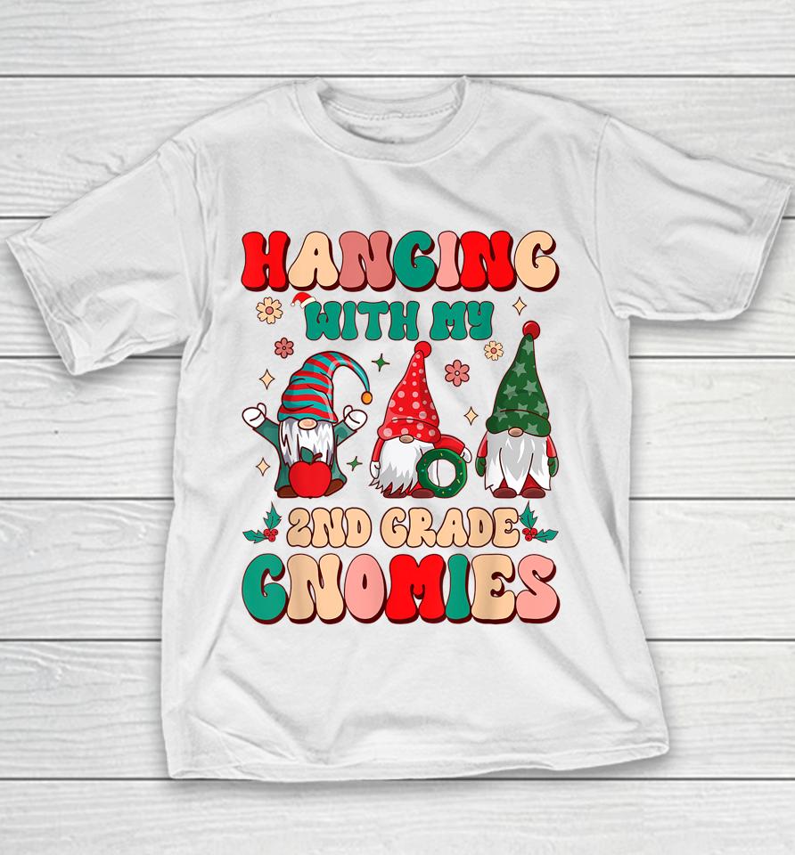 Teacher Hanging With My Gnomies 2Nd Grade Christmas Groovy Youth T-Shirt