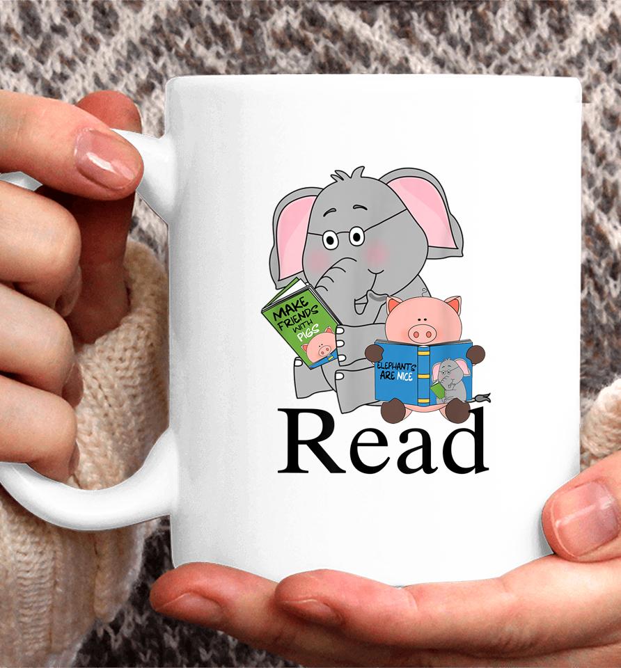 Teacher Library Read Book Club Piggie Elephant Pigeons Funny Coffee Mug