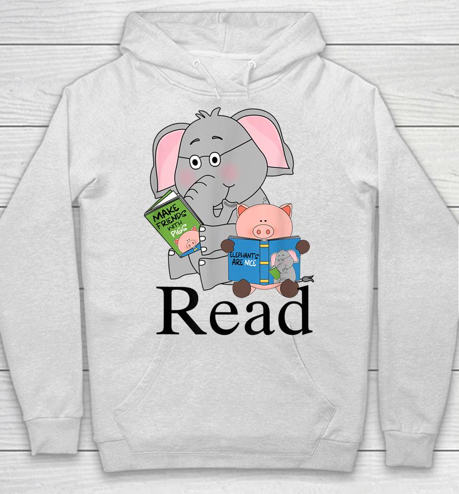 Teacher Library Read Book Club Piggie Elephant Pigeons Funny Hoodie