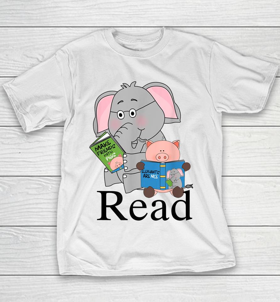 Teacher Library Read Book Club Piggie Elephant Pigeons Funny Youth T-Shirt
