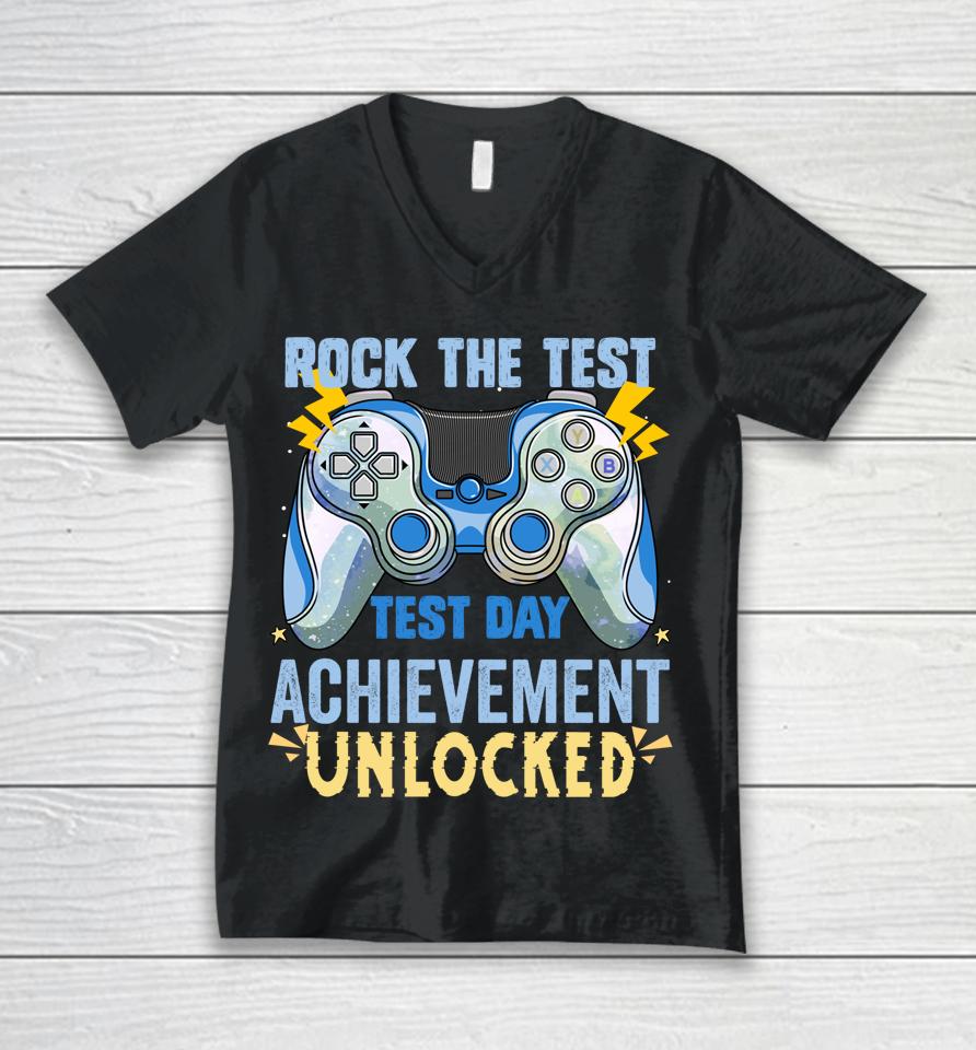 Teacher Testing Staar Test Exam Gamer Rock The Test Unisex V-Neck T-Shirt