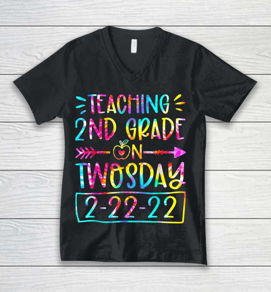 Teaching 2Nd Grade On Twosday 2-22-22 22Nd February 2022 Unisex V-Neck T-Shirt