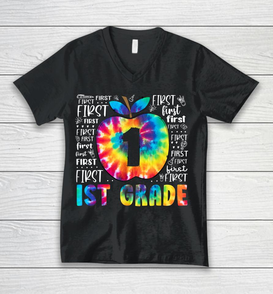Team 1St Grade Typography Tie Dye Back To School Teacher Unisex V-Neck T-Shirt