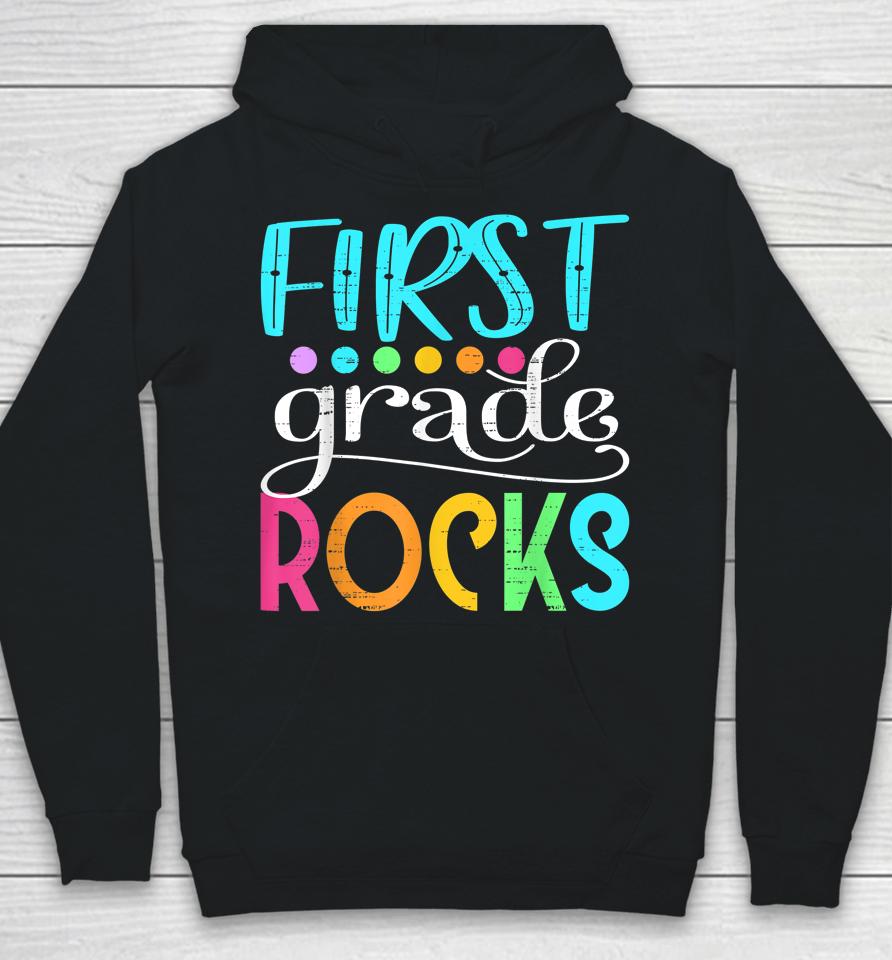 Team First Grade Hello 1St Grade Rocks Back To School Funny Hoodie