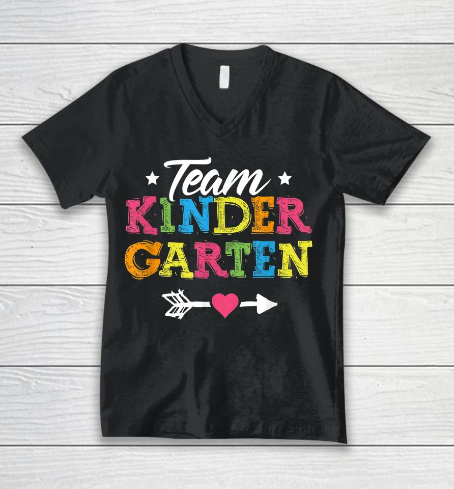 Team Kindergarten Teacher Student Kids Back To School Unisex V-Neck T-Shirt