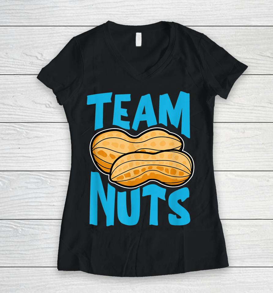 Team Nuts Funny Matching Party Baby Boy Gender Reveal Women V-Neck T-Shirt