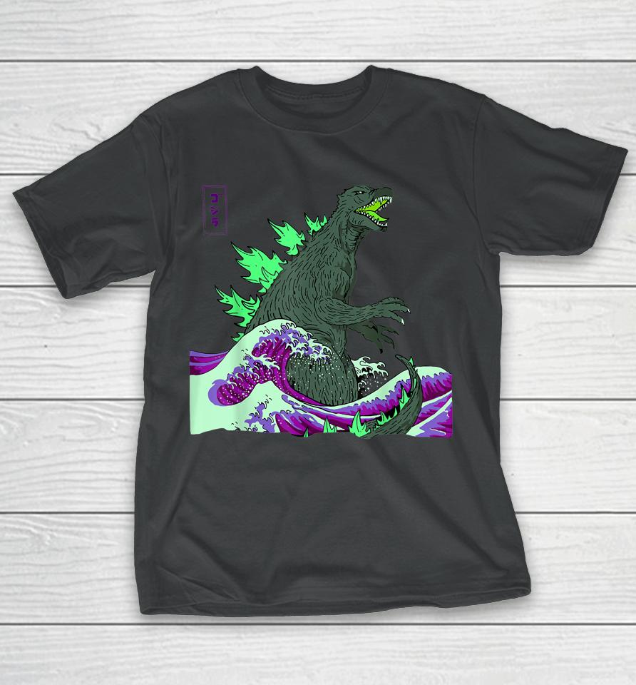 #Teamgodzilla The Great Monster Off Kanagawa Green Wave T-Shirt