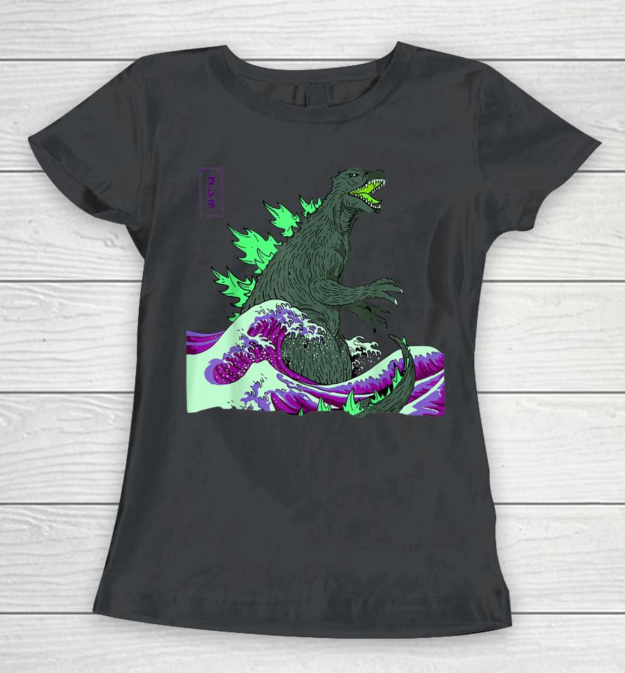 #Teamgodzilla The Great Monster Off Kanagawa Green Wave Women T-Shirt