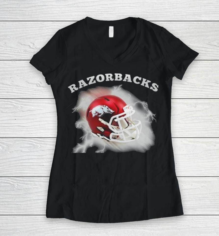 Teams Come From The Sky Arkansas Razorbacks Women V-Neck T-Shirt