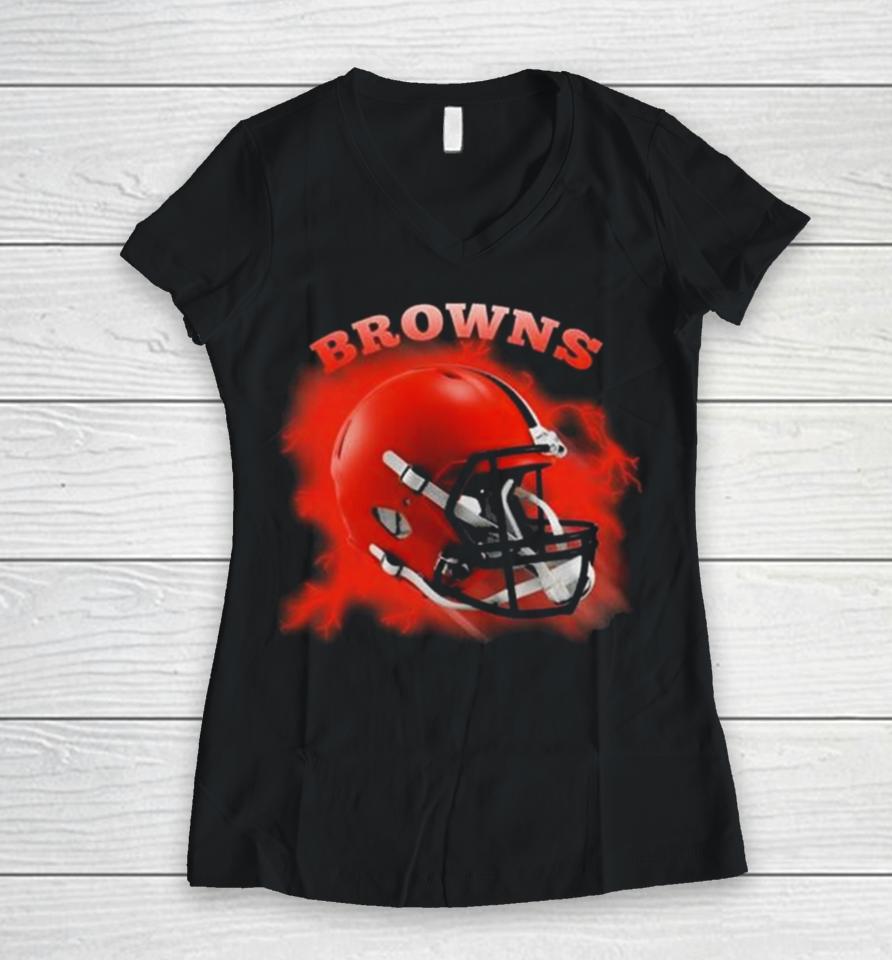 Teams Come From The Sky Cleveland Browns Women V-Neck T-Shirt