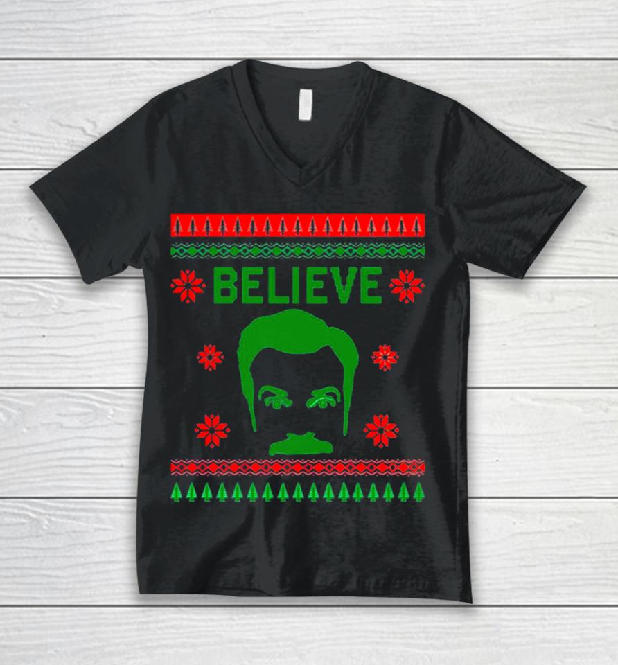 Ted Lasso Believe Ugly Christmas Unisex V-Neck T-Shirt