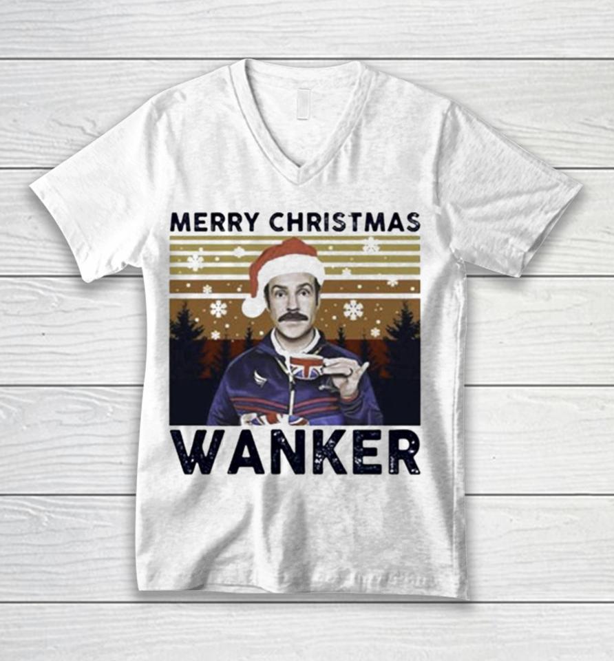 Ted Lasso Merry Christmas Wanker Vintage Unisex V-Neck T-Shirt