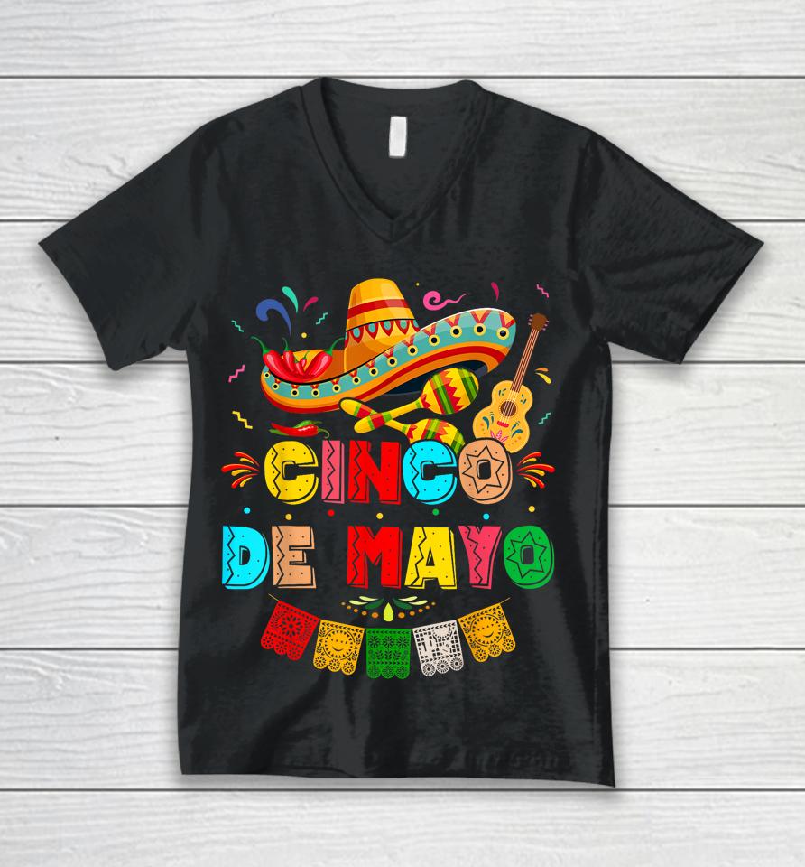 Tee Cinco De Mayo Lets Fiesta 5 De Mayo Squad Fiesta Mexican Unisex V-Neck T-Shirt