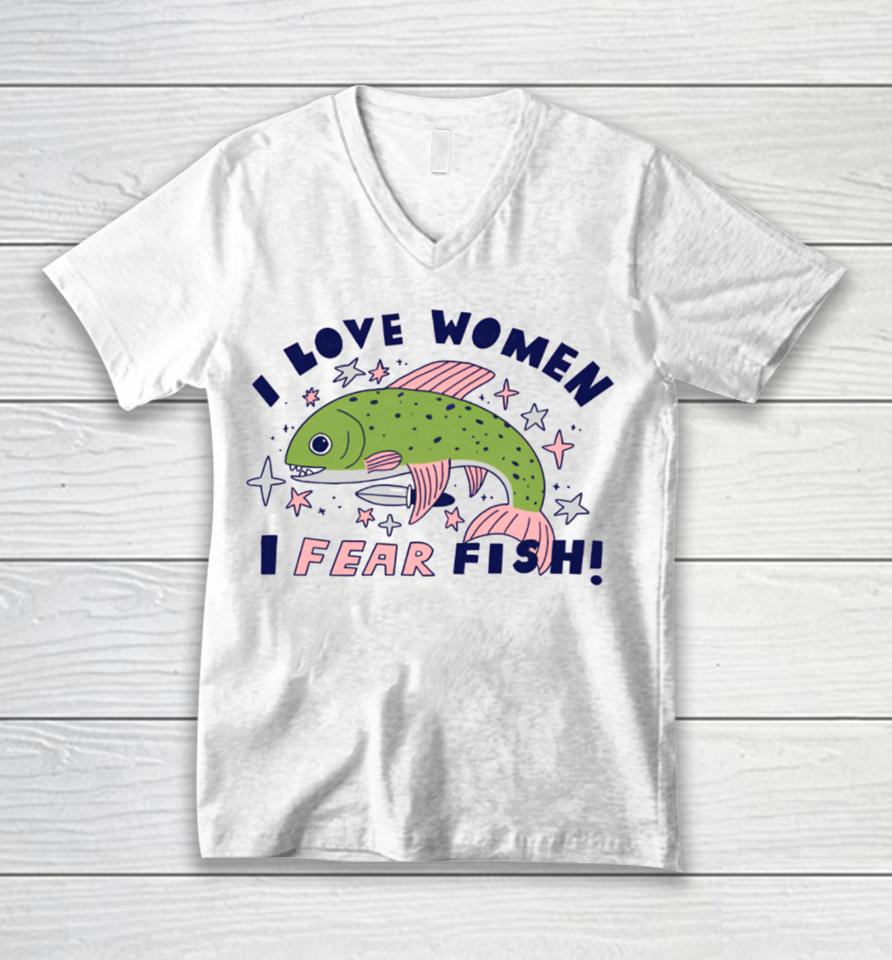 Tenderghost I Love Women I Fear Fish Unisex V-Neck T-Shirt