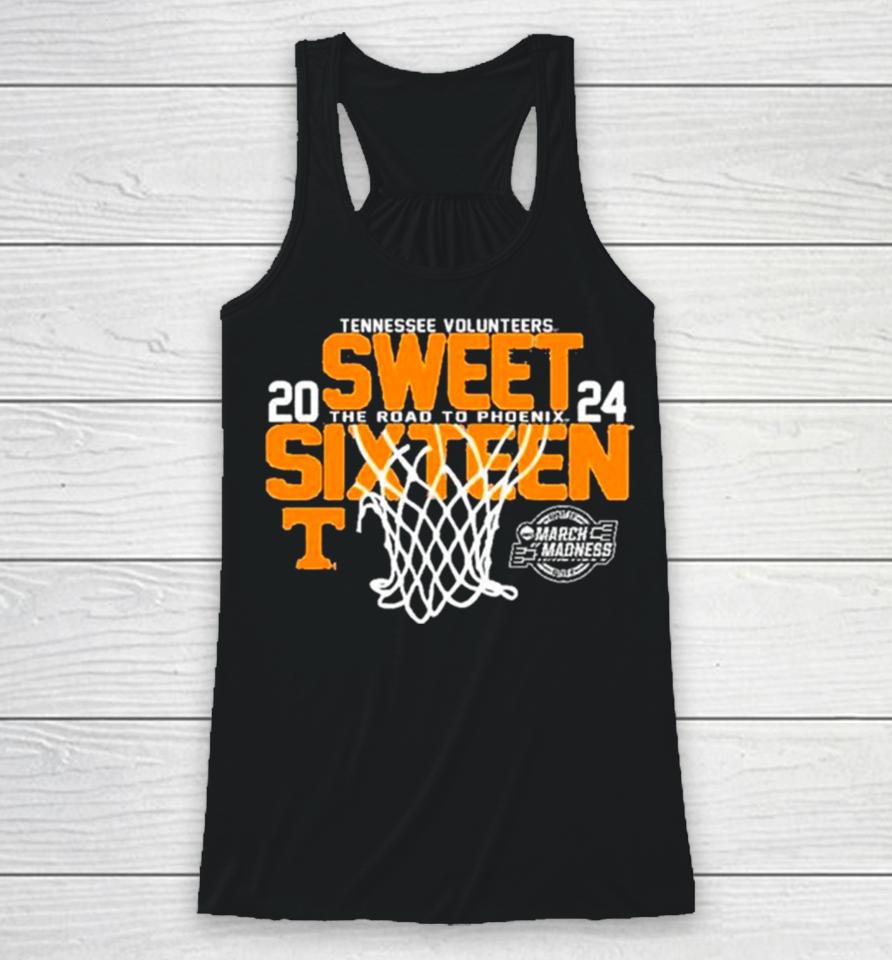Tennesse Volunteers 2024 Ncaa Sweet Sixteen 16 The Road To Phoenix March Madness Racerback Tank