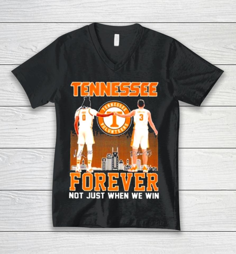 Tennessee Forever Not Just When We Win Famous Player Signatures Skyline Unisex V-Neck T-Shirt