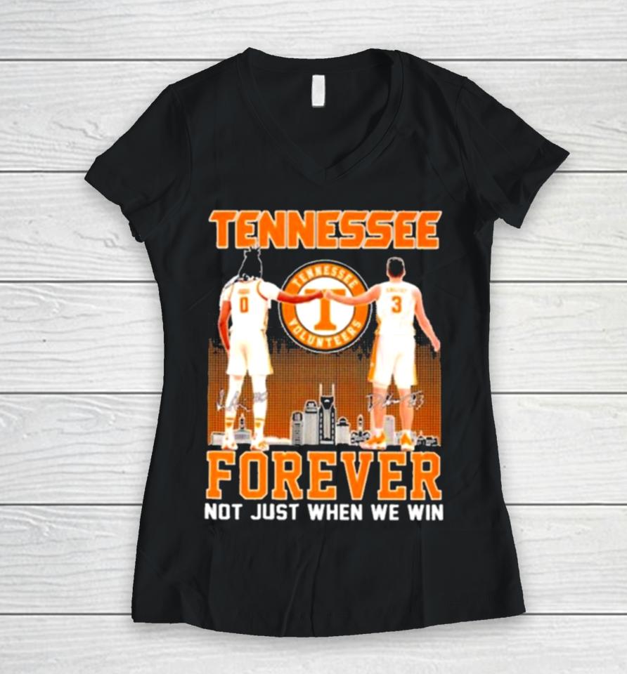 Tennessee Forever Not Just When We Win Famous Player Signatures Skyline Women V-Neck T-Shirt
