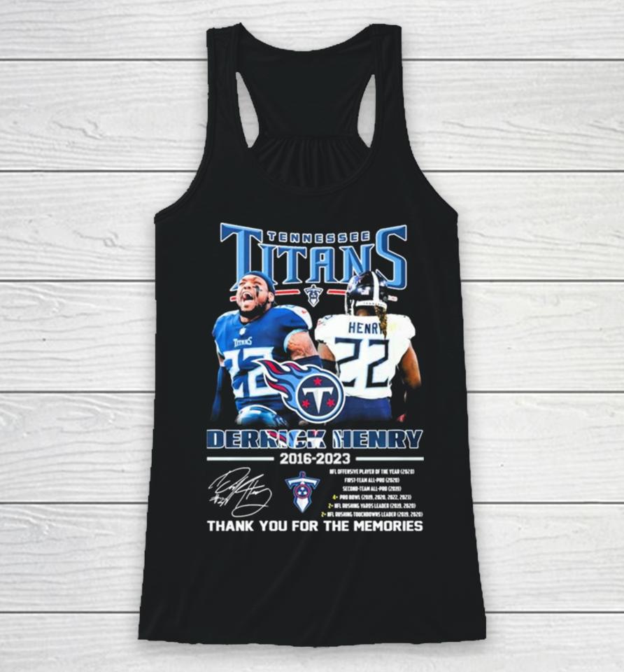 Tennessee Titans Derrick Henry 2016 2023 Thank You For The Memories Signatures Racerback Tank