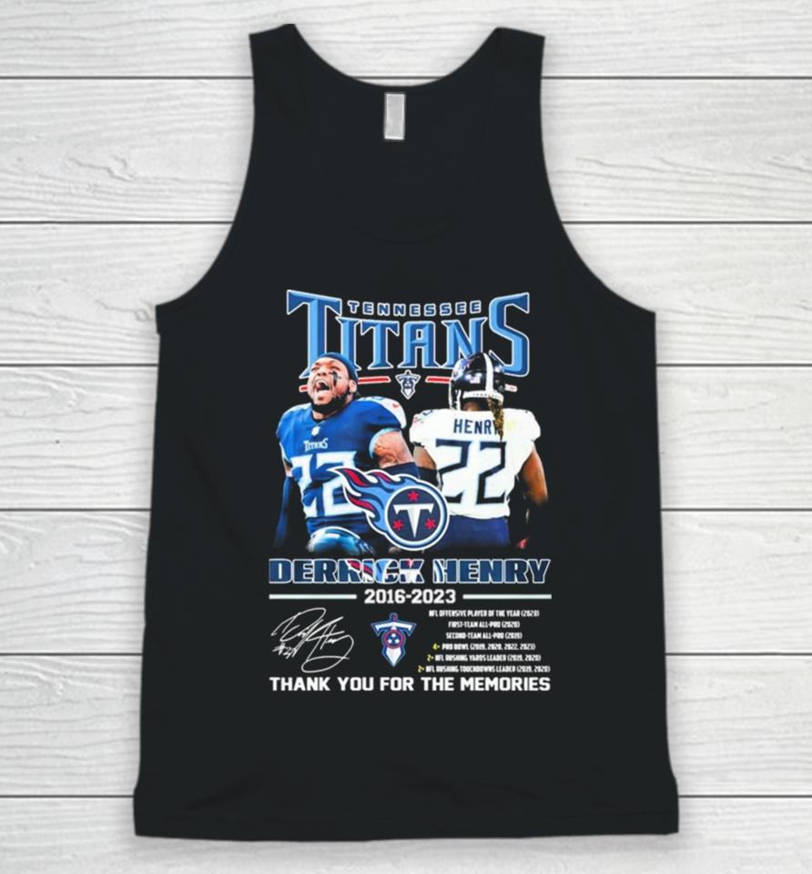 Tennessee Titans Derrick Henry 2016 2023 Thank You For The Memories Signatures Unisex Tank Top