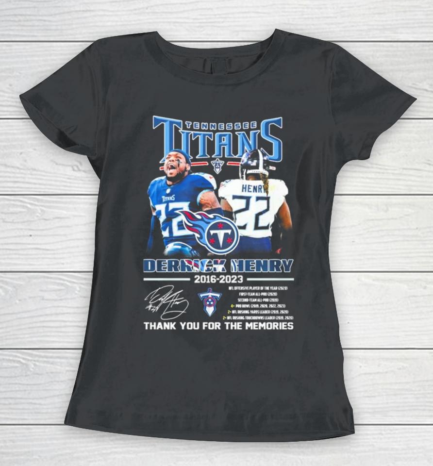 Tennessee Titans Derrick Henry 2016 2023 Thank You For The Memories Signatures Women T-Shirt