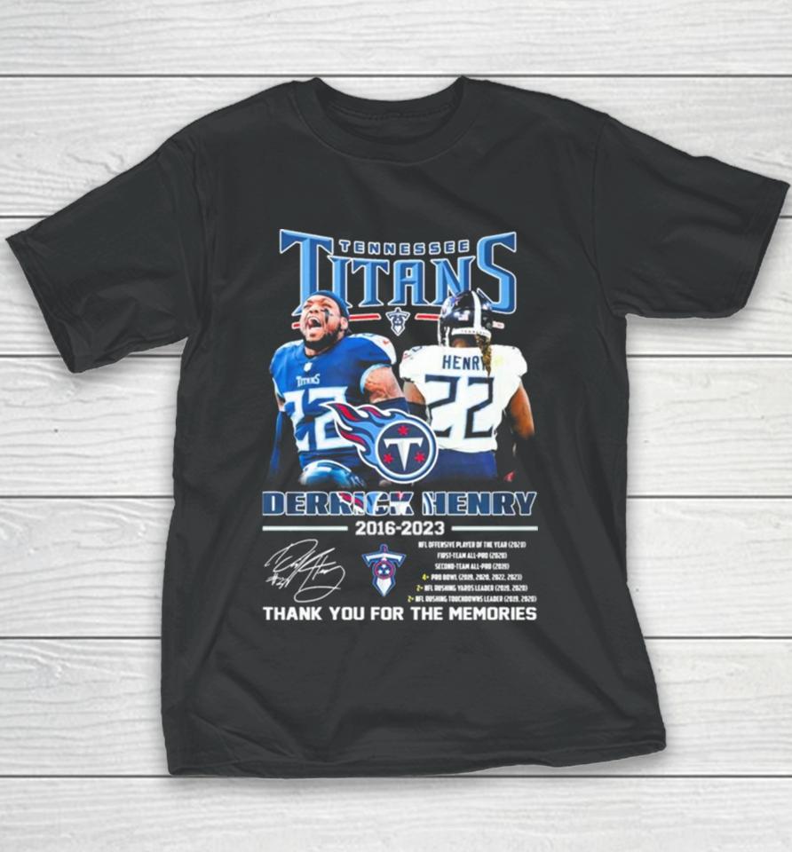 Tennessee Titans Derrick Henry 2016 2023 Thank You For The Memories Signatures Youth T-Shirt