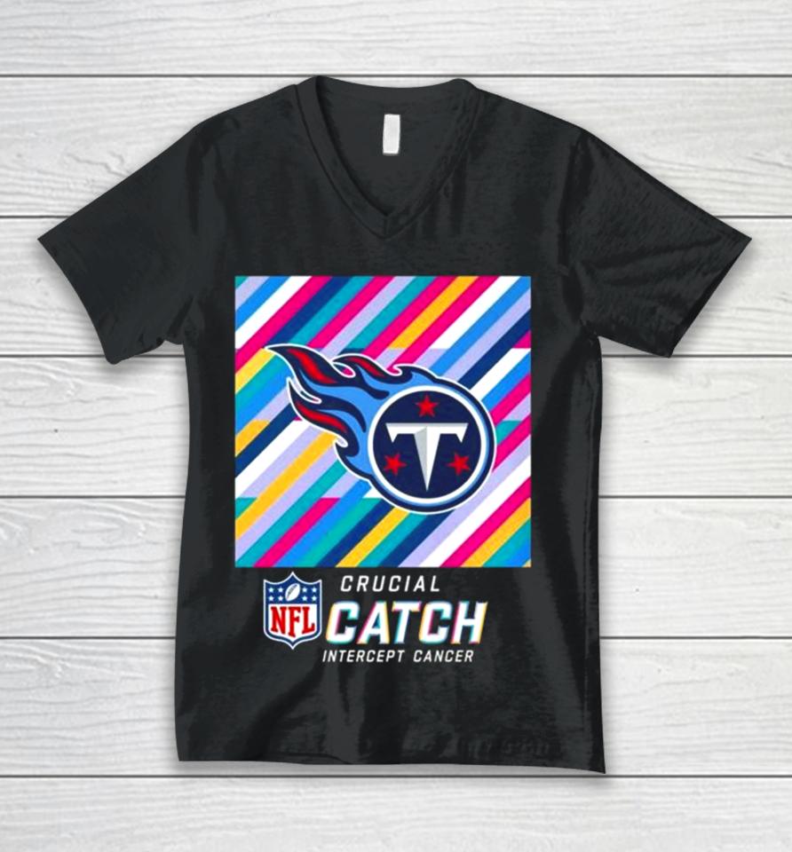 Tennessee Titans Nfl Crucial Catch Intercept Cancer Unisex V-Neck T-Shirt