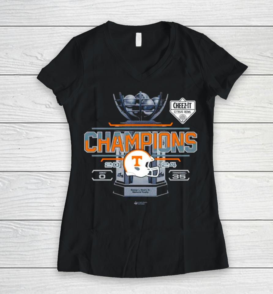 Tennessee Volunteers 2024 Cheez It Citrus Bowl Champions Women V-Neck T-Shirt