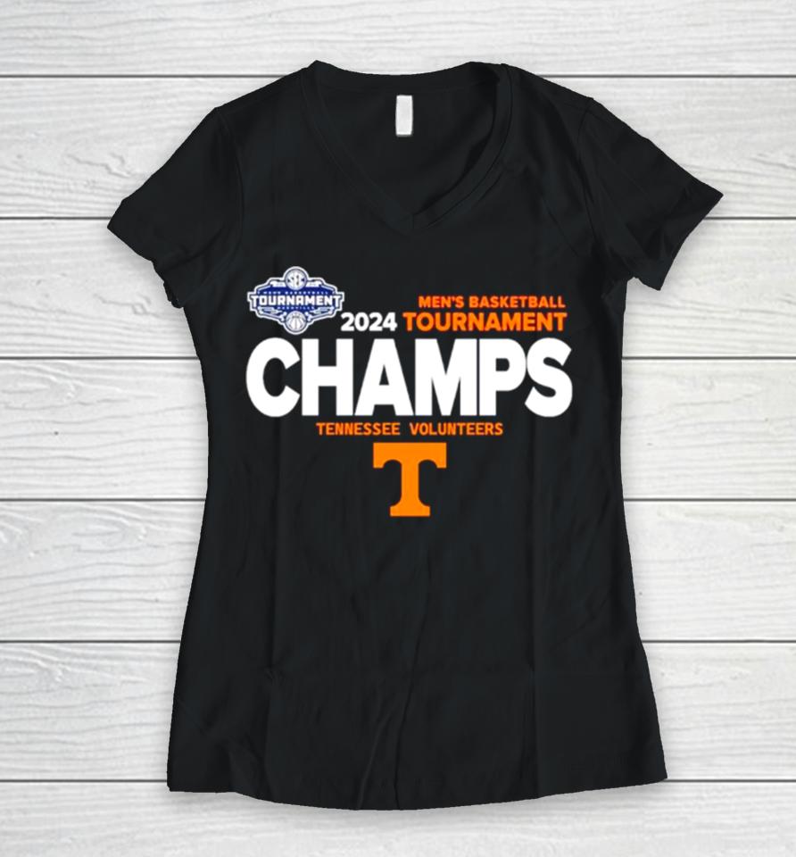 Tennessee Volunteers 2024 Men’s Basketball Tournament Champs Women V-Neck T-Shirt
