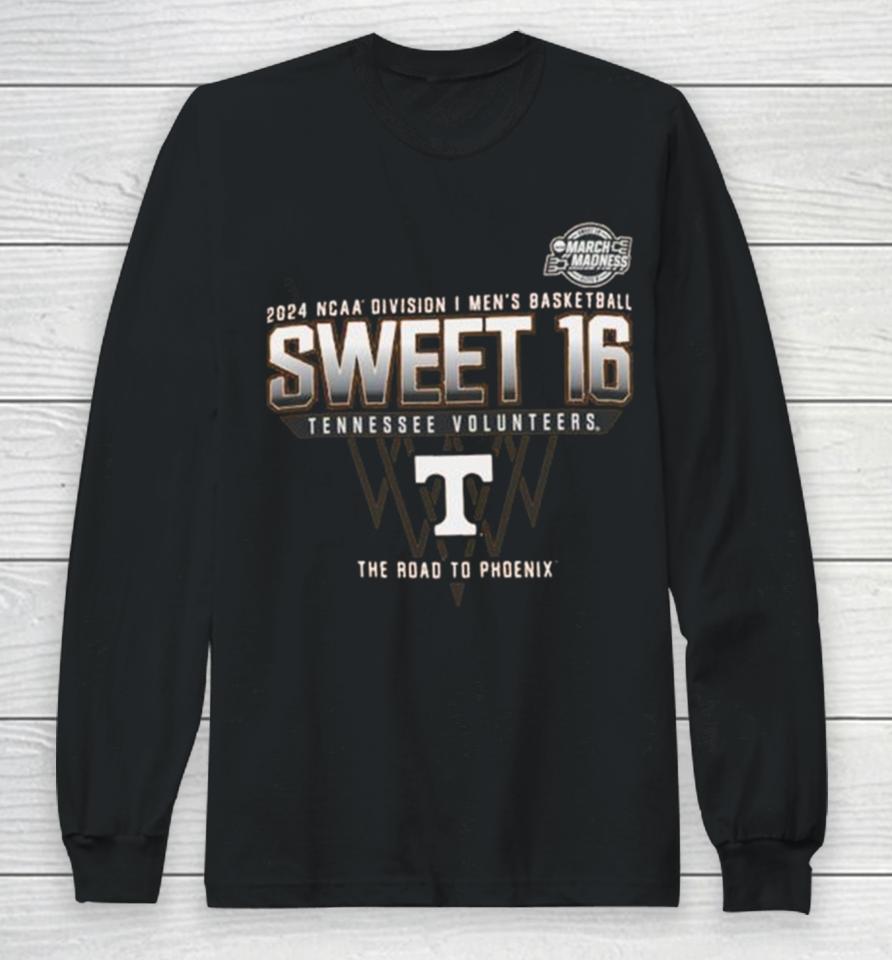 Tennessee Volunteers 2024 Ncaa Division I Men’s Basketball Sweet 16 The Road To Phoenix Long Sleeve T-Shirt