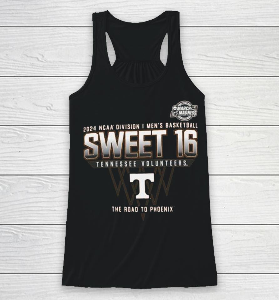 Tennessee Volunteers 2024 Ncaa Division I Men’s Basketball Sweet 16 The Road To Phoenix Racerback Tank