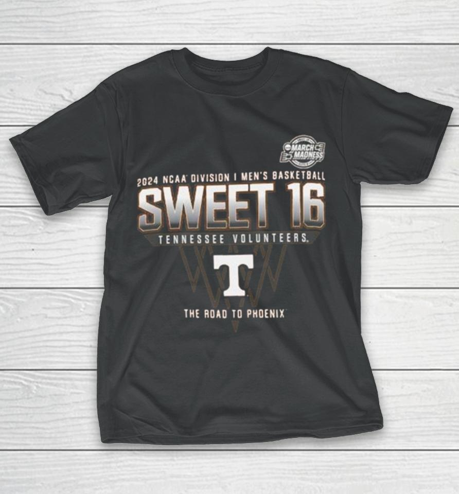 Tennessee Volunteers 2024 Ncaa Division I Men’s Basketball Sweet 16 The Road To Phoenix T-Shirt