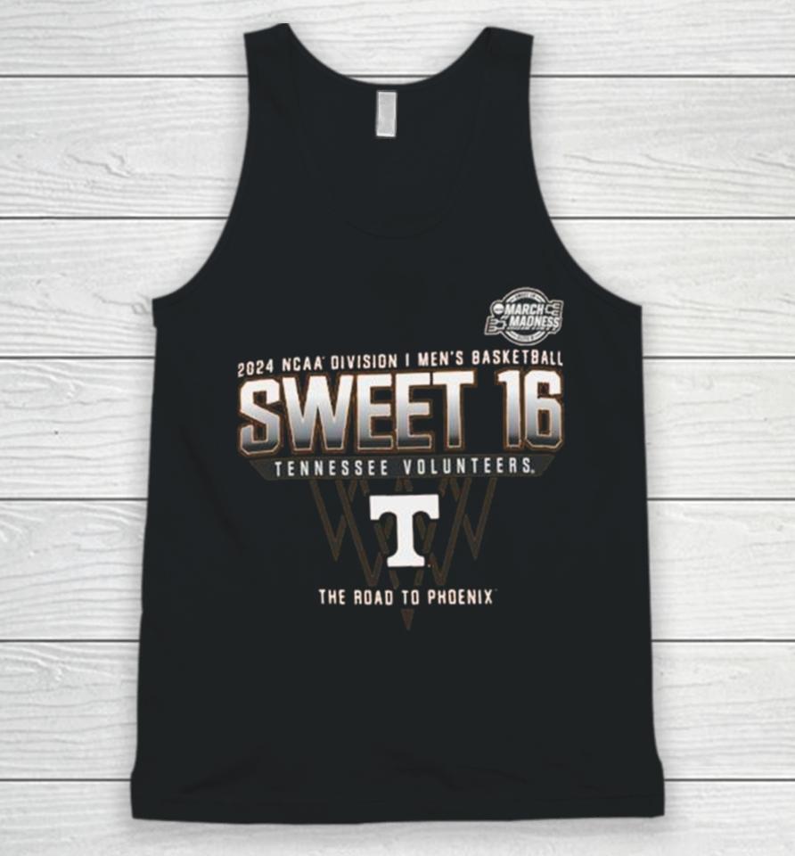 Tennessee Volunteers 2024 Ncaa Division I Men’s Basketball Sweet 16 The Road To Phoenix Unisex Tank Top