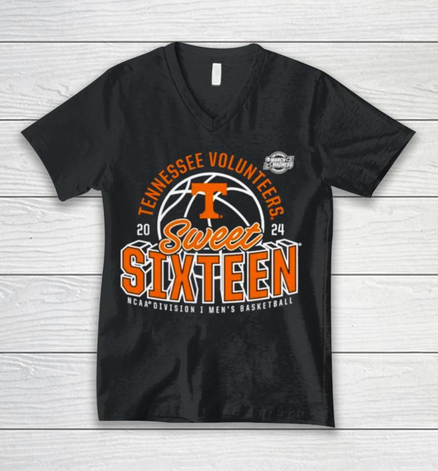 Tennessee Volunteers 2024 Ncaa Men’s Basketball Tournament March Madness Sweet Sixteen Defensive Stance Unisex V-Neck T-Shirt
