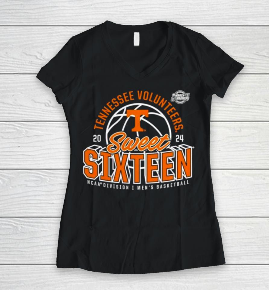 Tennessee Volunteers 2024 Ncaa Men’s Basketball Tournament March Madness Sweet Sixteen Defensive Stance Women V-Neck T-Shirt