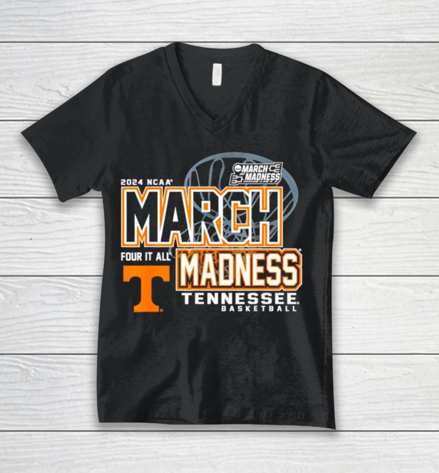 Tennessee Volunteers 2024 Ncaa Women’s Basketball March Madness Four It All Unisex V-Neck T-Shirt